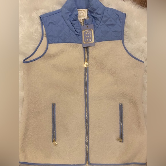 Sail to Sable Sherpa Fleece Quilted Vest Periwinkle Blue M - Picture 3 of 6